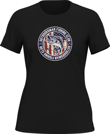 Outdoorsman Fishing Club Patriotic T-Shirt for Women